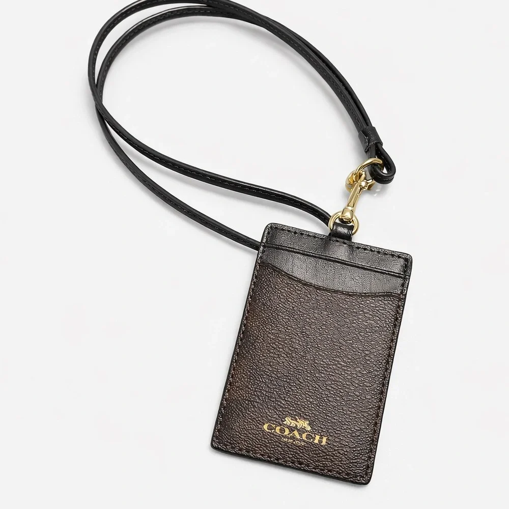 Coach Dark Brown Leather Card Holder - Picture 1 of 2